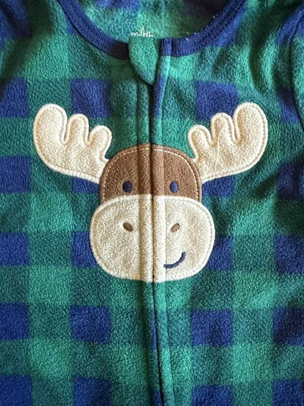 NWOT Kids Headquarters Moose Plaid Fleece Footed Sleeper Baby Boys 6 Months